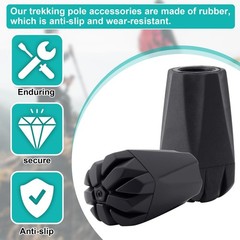 YALOJE 6PCS Walking Stick Tips, Shock Absorption Trekking Pole Black,6pcs