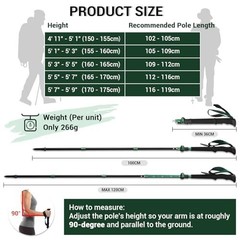 Collapsible Trekking Poles Hiking Walking Sticks Lightweight Folding Men Women