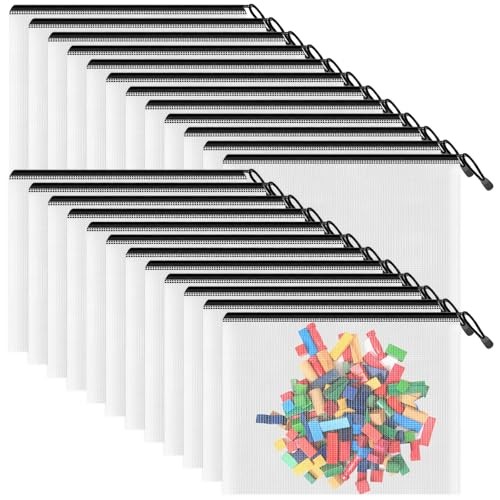 A5 Mesh Zipper Pouch, 24 Pack 9.5″ x 7.1″ Plastic Zipper A5-9.5×7.1in Black