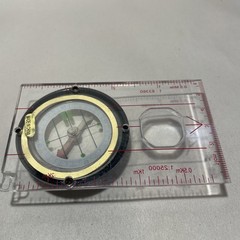 MAP COMPASS, Magnifier, Measuring Tool, No Lanyard. Good Condition.