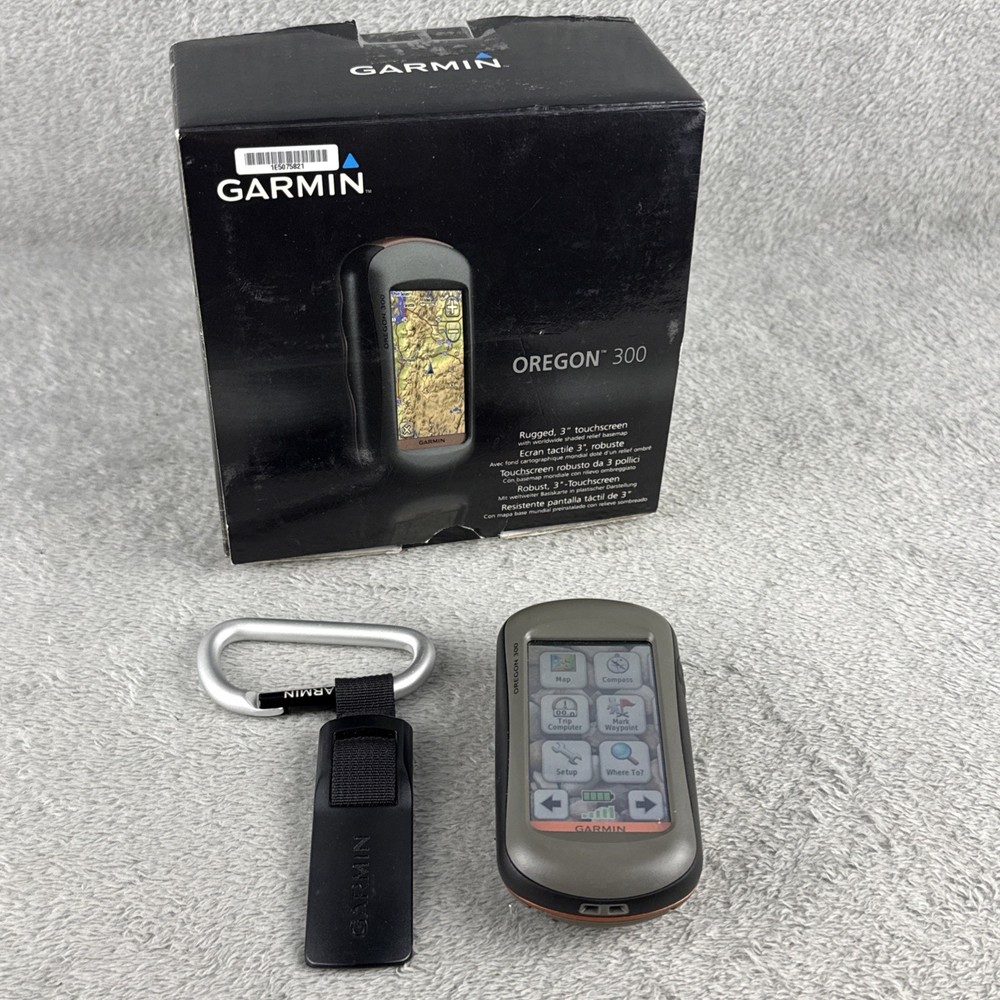 Garmin Oregon 300 Handheld GPS Navigator Rugged Waterproof Touchscreen With Box