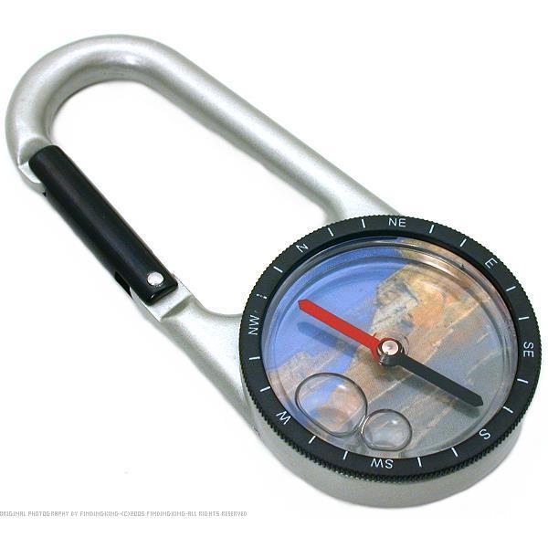 Aluminum Carabiner With Compass Hook Belt Clip Keychain Hiking Camping Tool