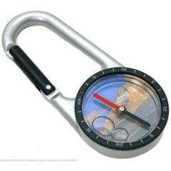 Aluminum Carabiner With Compass Hook Belt Clip Keychain Hiking Camping Tool