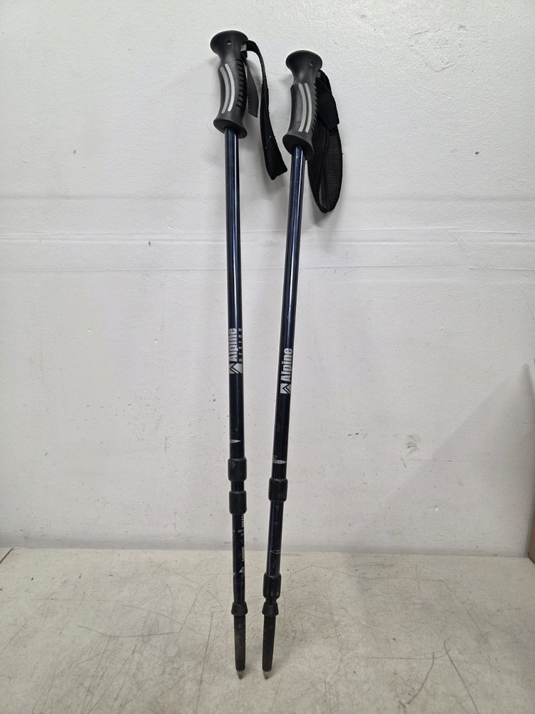 2 Alpine Design Trekking Walking Hiking Poles Black Backpacking Adjustable