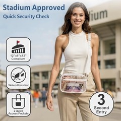 Clear Bag for Stadium Events – Small (Classic Web Strap) Small Ardent White