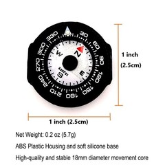 Mini Button Map Compass with Turnable Bezel for Watchband Every Day Carry