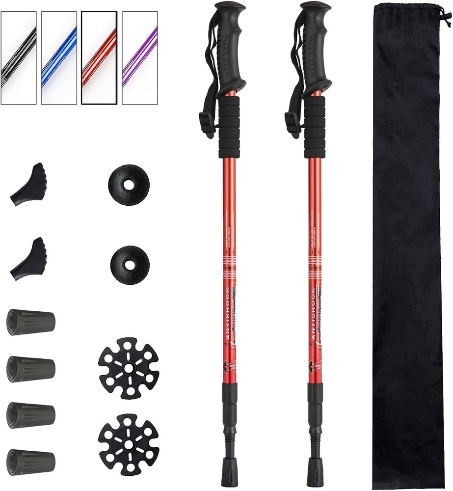 Lightweight Adjustable Shock Absorbing Trekking Poles, 2-pc Pack