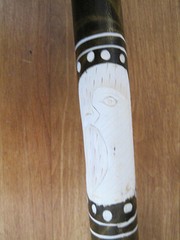 Hand Carved Handpainted Natural lt. weight Wood Cane Horse, eagle, turtle tip