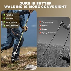 Ice Cane Tip Attachment – 5 Prong Retractable Folding Grip for Walking Sticks…