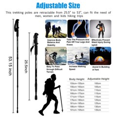 2x Walking Hiking Sticks Anti-shock Adjustable Nordic Trekking Alpenstock Poles