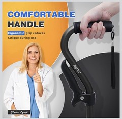 BigAlex Walking Cane, Adjustable Quad Cane with 4-Pronged Base..