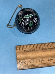 WATER BALL COMPASS CLEAR VINTAGE PIN