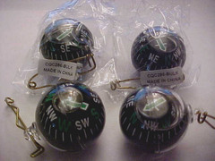 Anglers Choice Compasses Liquid filled Pin On Ball shaped 4 pack