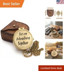 Elegant Vintage Brass Compass with Leather Case – Perfect Gift for Milestones