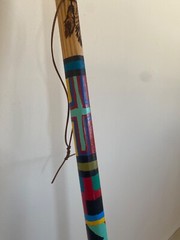 hiking stick,handcrafted,painted and wood burned.one of a kind.