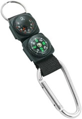 Black Carabiner Key Chain Compass Thermometer Metal Camping Outdoor Gadgets Hiki