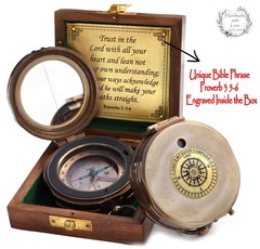 Trust in The Lord Proverbs 3 56 Engraved Compass Hiking Survival Military Sig…