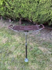 Hiking & Shooting Stick Seat, Foldable, Leather Seat with Solid Aluminum Frame
