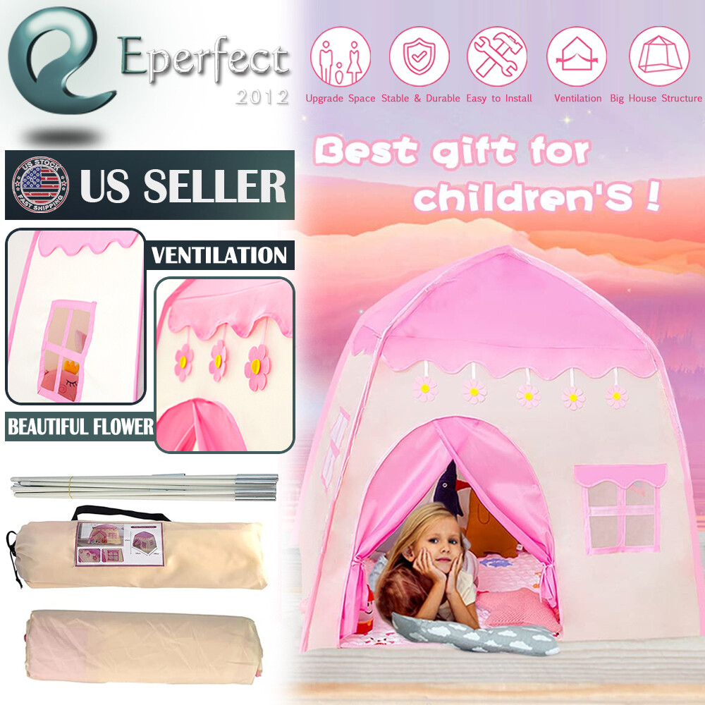 Pink Princess Castle Play Tent Kids Girls Playhouse fr Indoor Outdoor Game House