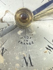 Vintage Antique Brass Pocket Compass Made In France Military Style W/CHAIN Works