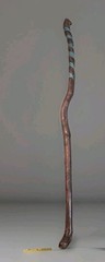 ​Custom Hand Carved Oak Cane Walking Stick Teal Spiral Petrified Wood Inlay 45″