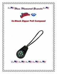 2pc Zipper Pull Mini Compass Backpack Bag Strap Camping Travel US SELLER!