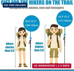 Travel Folding Trekking Hiking Pole with Carrying Case,Collapsible Cane Adjustab