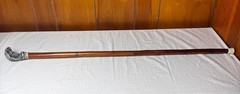 Vintage Owl Head Walking Cane 37 Inch Wood Shaft Bird Handle Collectible Decor