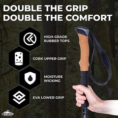 Lightweight Aircraft-Grade Aluminum Trekking Poles with Extended down Grip plus