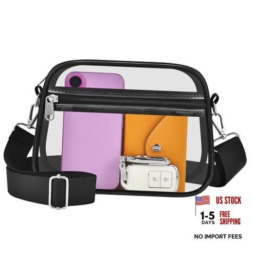 Clear Bag for Stadium Events Clear Purse Stadium Bag Satchel Small Black Clear