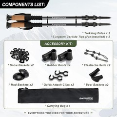 Ultra Lightweight Carbon Fiber Trekking Poles Durable 3K Travel Hiking Equipment