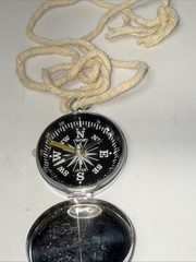 Vintage Pocket Compass Edge Mark Black Made In Japan