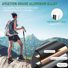 Aluminum Trekking Poles 5 Section Anti Shock Pair