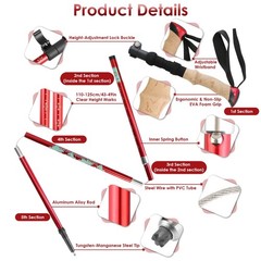 2PCS Adjustable Collapsible Hiking Trekking Poles Aluminum EVA Grip Walking