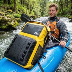 100% Waterproof Roll-Top Dry Bag Backpack with Front Splash-Proof Yellow-black