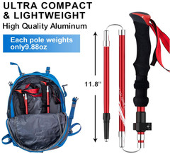 Bastones trekking plegables 2 unidades aluminio con cierre rápido y accesorios 4