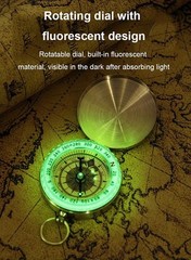 Waterproof Luminous Outdoor Compass Brass Pocket Size Fits Camping & Hiking US