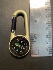 CARABINER W/ COMPASS, Liquid-Filled Aluminum Compact Lightweight – NEW