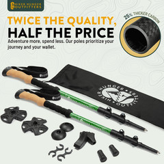 100% Carbon Fiber Trekking Poles by USA Brand – Ultra Strong Lightweight Collaps