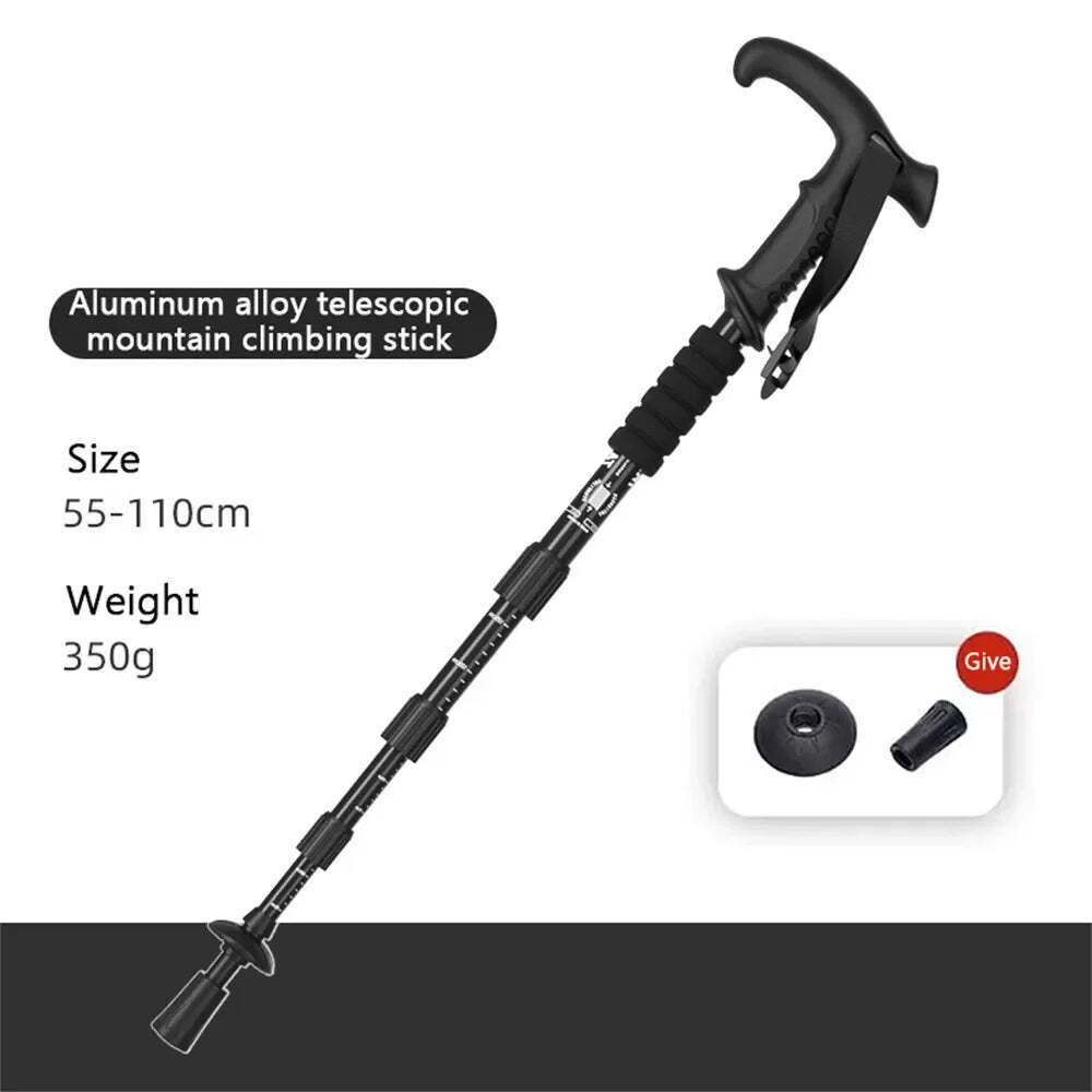 4-Section Portable Outdoor Fold Trekking Pole Walking Hiking Stick Alloy Telesco