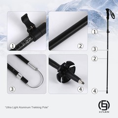 Ultralight Hiking Pole – Portable Collapsible Outdoor Trekking Pole Plain Des…