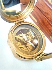 Brass Brunton Compass with wood box nautical magnetic compasses gift maritime