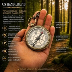 Handmade Brass Compass with Wooden Box – “So You Can Always Find Your Way Bac…