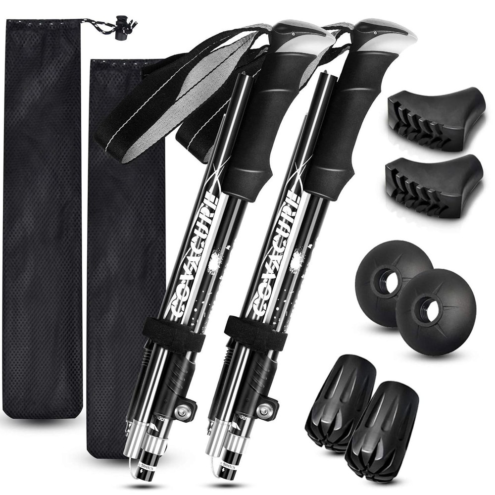Aluminum Alloy Trekking Poles Collapsible Hiking Poles 2 Pcs Aluminum 7075