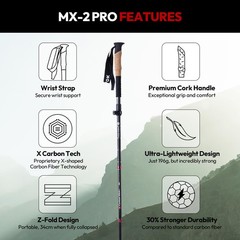 MX-2 | X Carbon Tech Carbon Fiber Trekking Poles