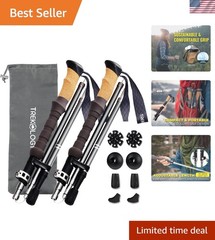 Trek-Z Cork Grip Trekking Poles – Lightweight Folding Hiking Poles, Adjustabl…