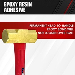 2lb Brass Sledge Hammer,Non-Sparking, Comfortable Fiberglass Handle,2 2LB