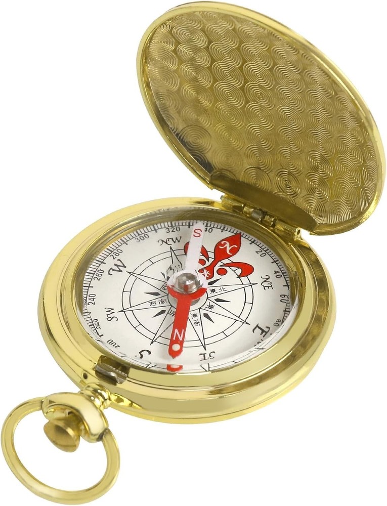 Antique Brass Compass Keychain – Waterproof Survival Tool for Kids & Scouts