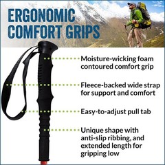 Ergonomic Cushion Grip Hiking Poles with Travel Bag – Fits Heights 5’4″-6’2″