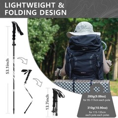 Collapsible Trekking Poles Aluminum Alloy Hiking Sticks 2 Piece Hiking